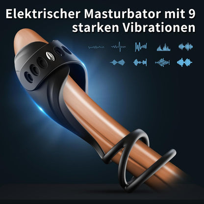 2 IN 1 Penis Trainer Vibrator Cock Ring Stimulator Masturbator with 10 Vibration Modes