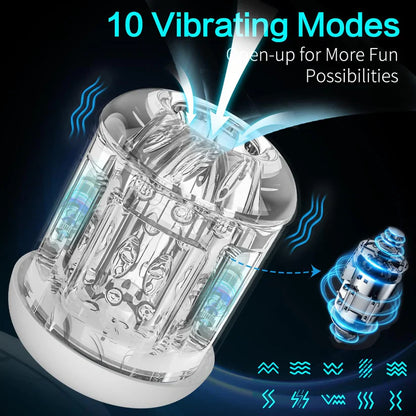 Dual Motors Automatic Masturbator Penis Trainer Pocket Pussy with 10 Intense Vibrations