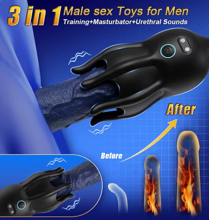 Electric Penis Trainer Vibrator Glans Stimulator with Urethral Sound & 10 Vibration Modes