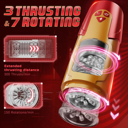 Automatic Masturbator Cup Stroker Sex Machine with 7 Rotating & 3 Thrusting Modes