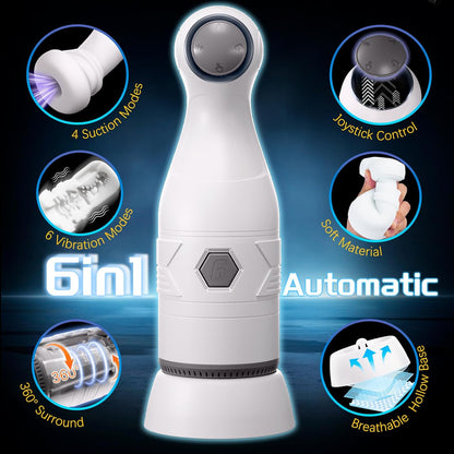 6 IN 1 Upgraded Automatic Masturbator Sex Machine with 6 Vibration & 4 Sucking Modes