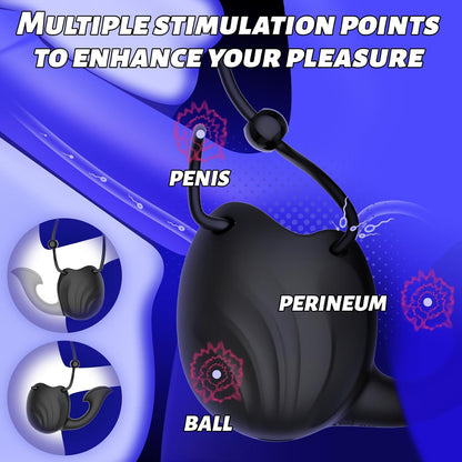 Glans Trainer Cock Rings Testicle Stimulator Masturbator with 10 Vibrations