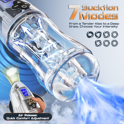 Automatic Masturbator Pocket Pussy Stroker with 10 Vibrating & 7 Sucking & Sexy Moaning