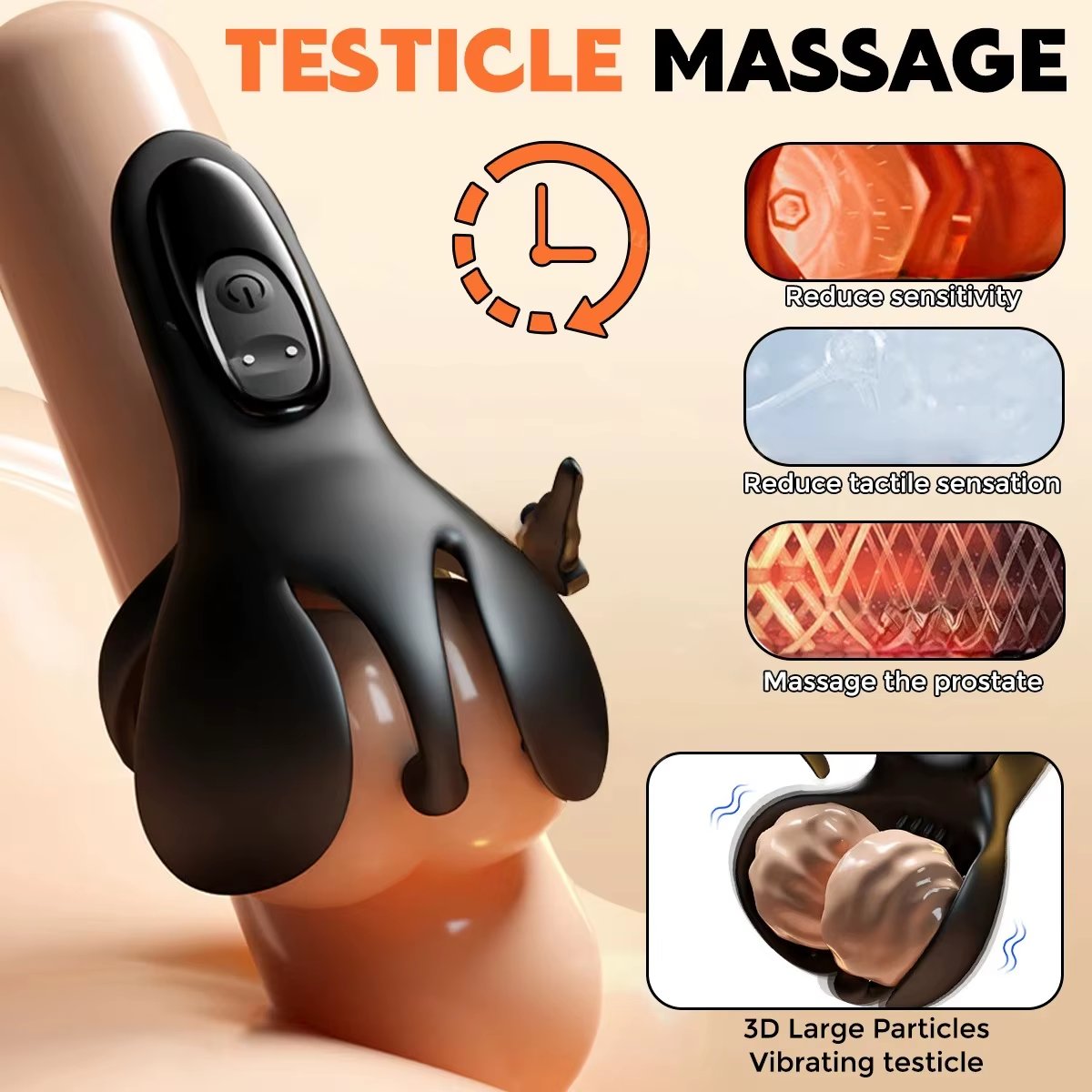 Adjustable Penetration Penis Trainer Vibrator Glans Massager with 9 Vibration Modes