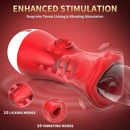 4 IN 1 Electric Masturbator Penis Trainer Vibrator with 10 Licking & 10 Vibrating Modes