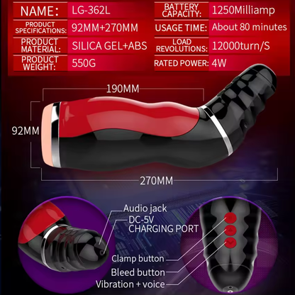 Automatic Masturbator Penis Trainer Stroker Blowjob with 5 Clamping & 10 Vibrating Modes