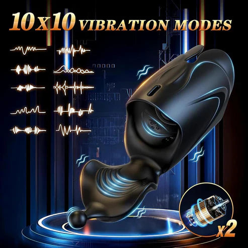 Electric Penis Trainer Vibrator Stroker Masturbator with 10 Vibration Modes