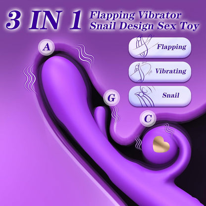 3 in 1 G Spot Rabbit Vibrator with 10 Vibration 7 Flapping Modes