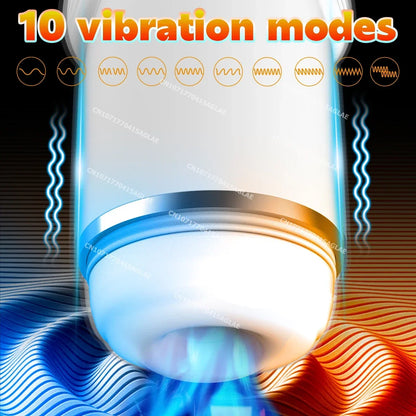 Automatic Masturbator Penis Trainer Vibrator Stroker Blowjob with 10 Vibration Modes