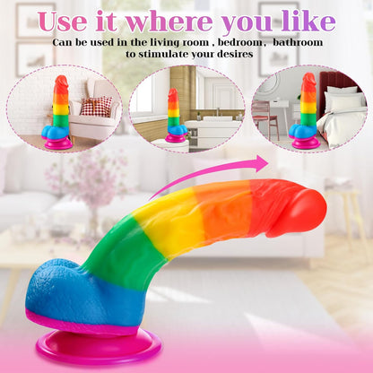 7.6 Inch Colorful Rainbow Realistic Dildos