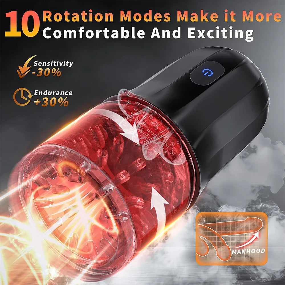 Automatic Masturbator Machine Piston Sucker Blowjob with 10 Rotation Modes