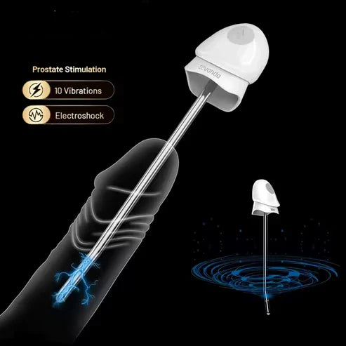 E-stim Penis Plug Vibrator Dilator with Urethral Catheter & 10 Vibration Modes