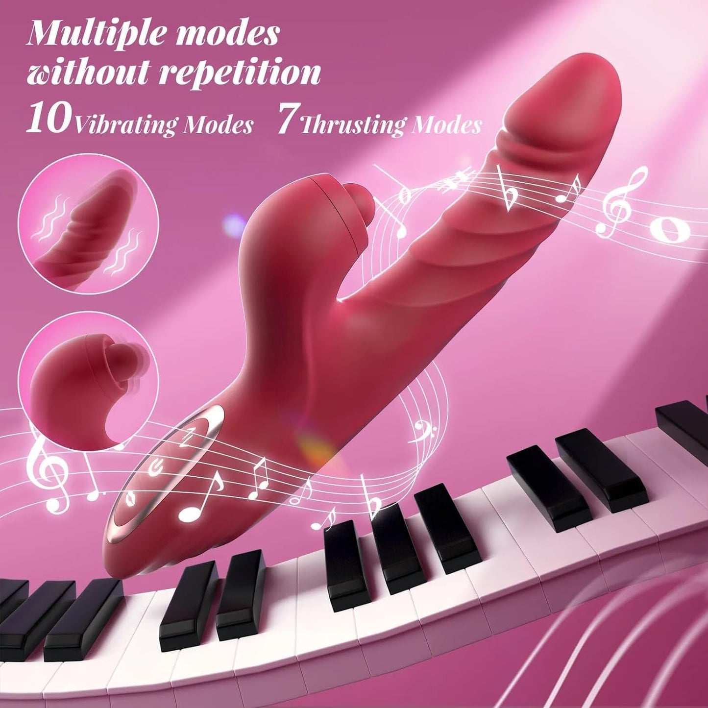 Thrusting G Spot Vibrator Clitoral Stimulator with 10 Vibration & 7 Thrust & Licking Modes
