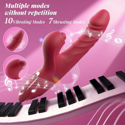 Thrusting G Spot Vibrator Clitoral Stimulator with 10 Vibration & 7 Thrust & Licking Modes