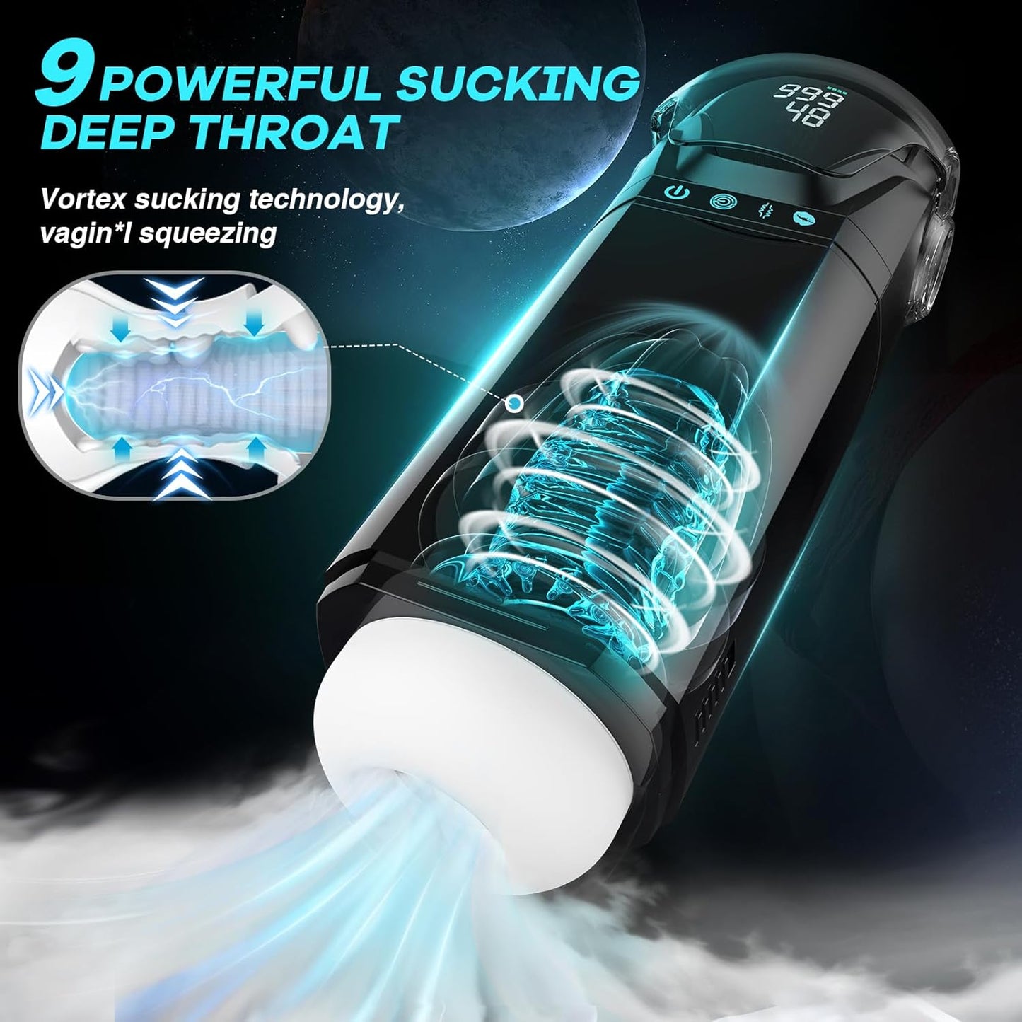 Automatic Masturbator Stroker Blowjob Machine with 9 Sucking & 9 Thrusting & 9 Vibrating