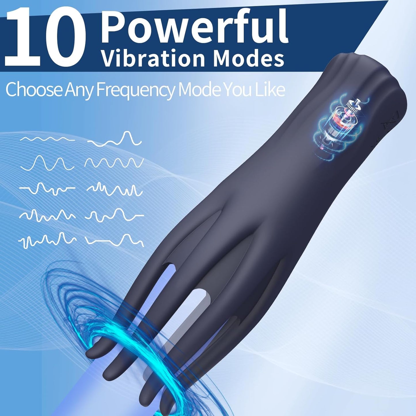 3 in 1 Penis Vibrator Massager Glans Stimulator with 10 Powerful Vibration Modes