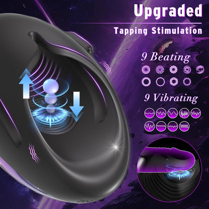 Hands Free Penis Vibrator Stroker Trainer Blowjob with 9 Tapping & Vibrating Modes