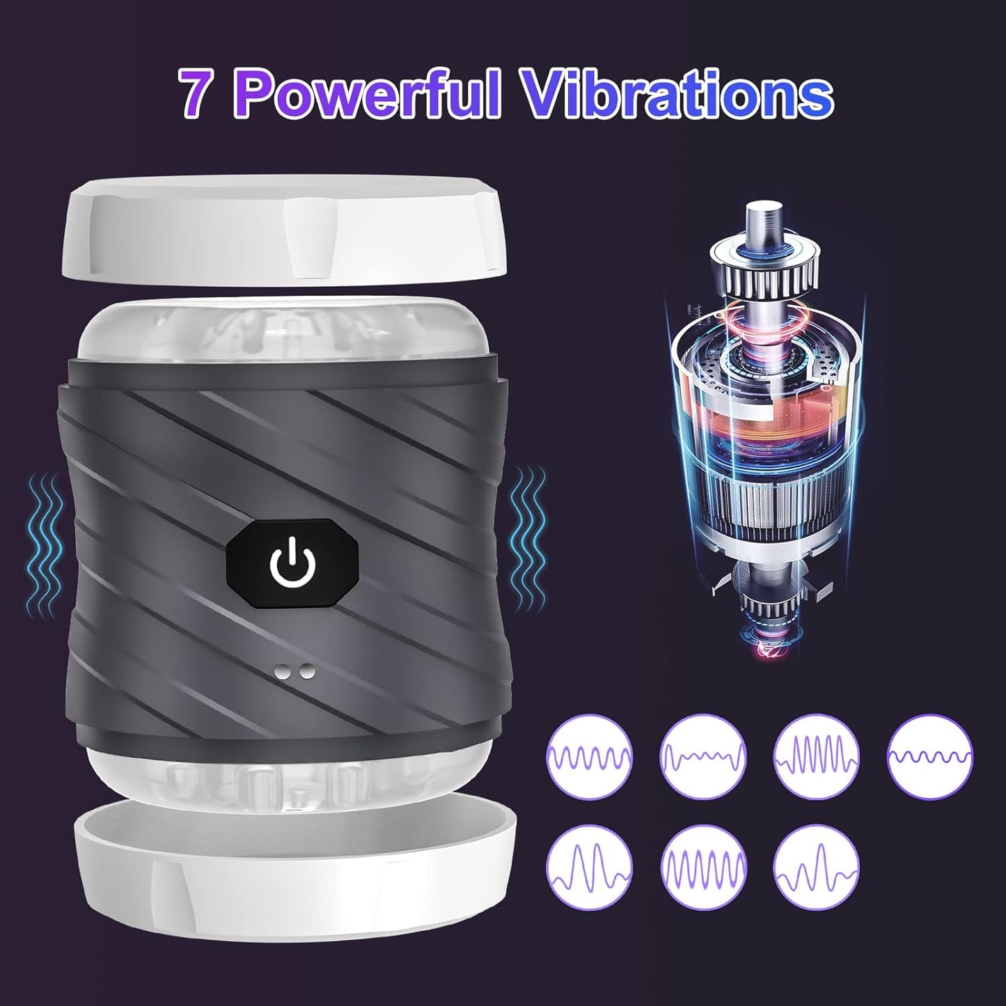 Double-ended Penis Trainer Vibrator Stroker Blowjob Masturbator with 7 Vibration Modes