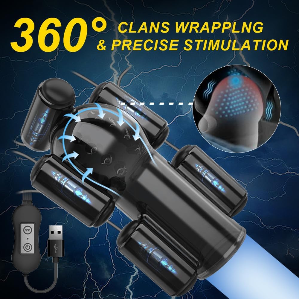 Penis Training Vibrator Glans Ejaculation Vibrator with 10 Vibration Modes & 5 Motors