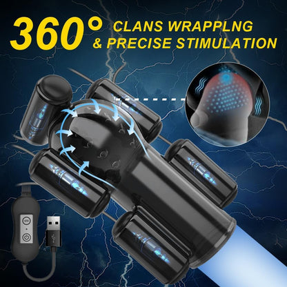 Penis Training Vibrator Glans Ejaculation Vibrator with 10 Vibration Modes & 5 Motors