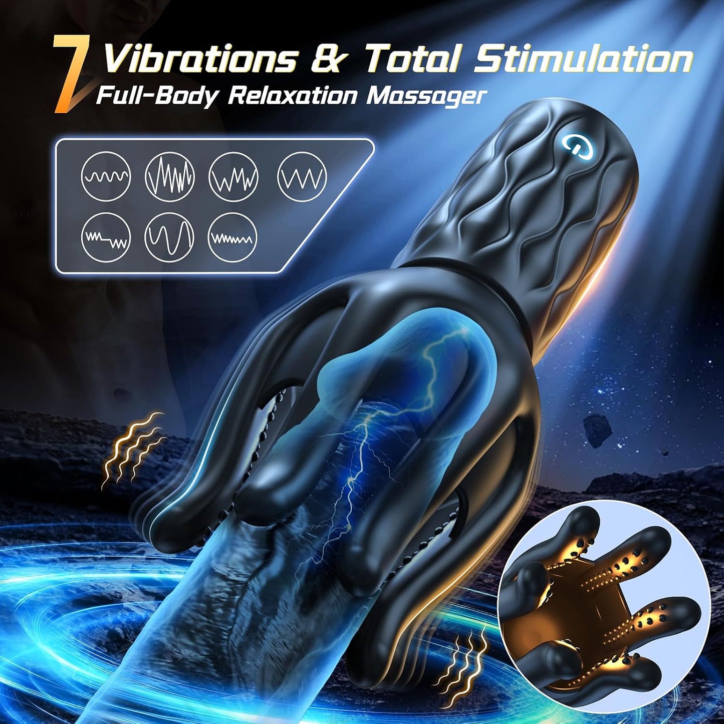 360° Wrapped Tentacle Penis Trainer Vibrator Stroker with 3 Strength 7 Vibration Modes