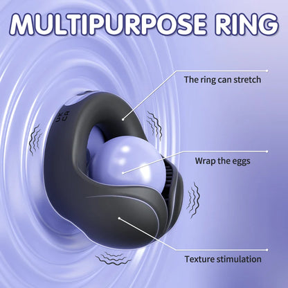 Penis Trainer Vibrator Cock Ring Testicle Stimulator with 10 Vibration Modes