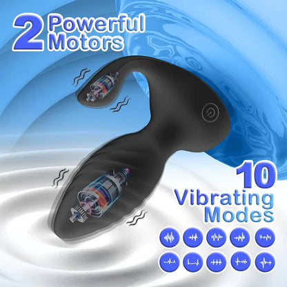 2 in 1 Remote Control Vibrator Prostate Massager Anal Vibrator with 10 Vibrating Modes