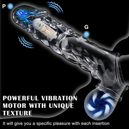 3.6 inch Clear Penis Sleeve Cock Vibrator with 10 Vibrating Modes