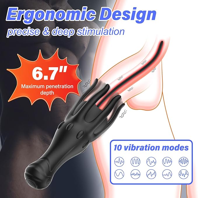 Penis Vibrator Stimulator Urethral Sounds Set Msturbator with 10 Vibrations