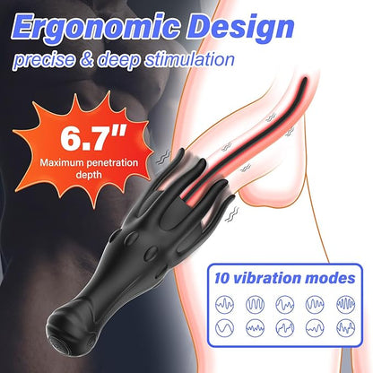Penis Vibrator Stimulator Urethral Sounds Set Msturbator with 10 Vibrations