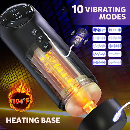 LED Display Automatic Masturbator Blowjob Machine with 4 Thrusting &4 Sucking &10 Vibrating Modes