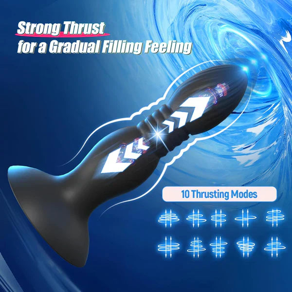 Upgraded Motor Anal Plug Prostate Massager Butt Plug with 10 Vibrating & Thrusting