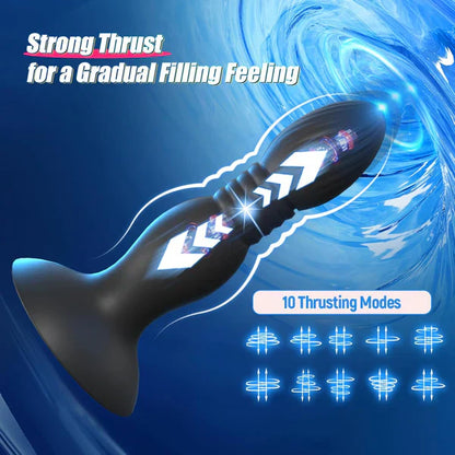 Upgraded Motor Anal Plug Prostate Massager Butt Plug with 10 Vibrating & Thrusting