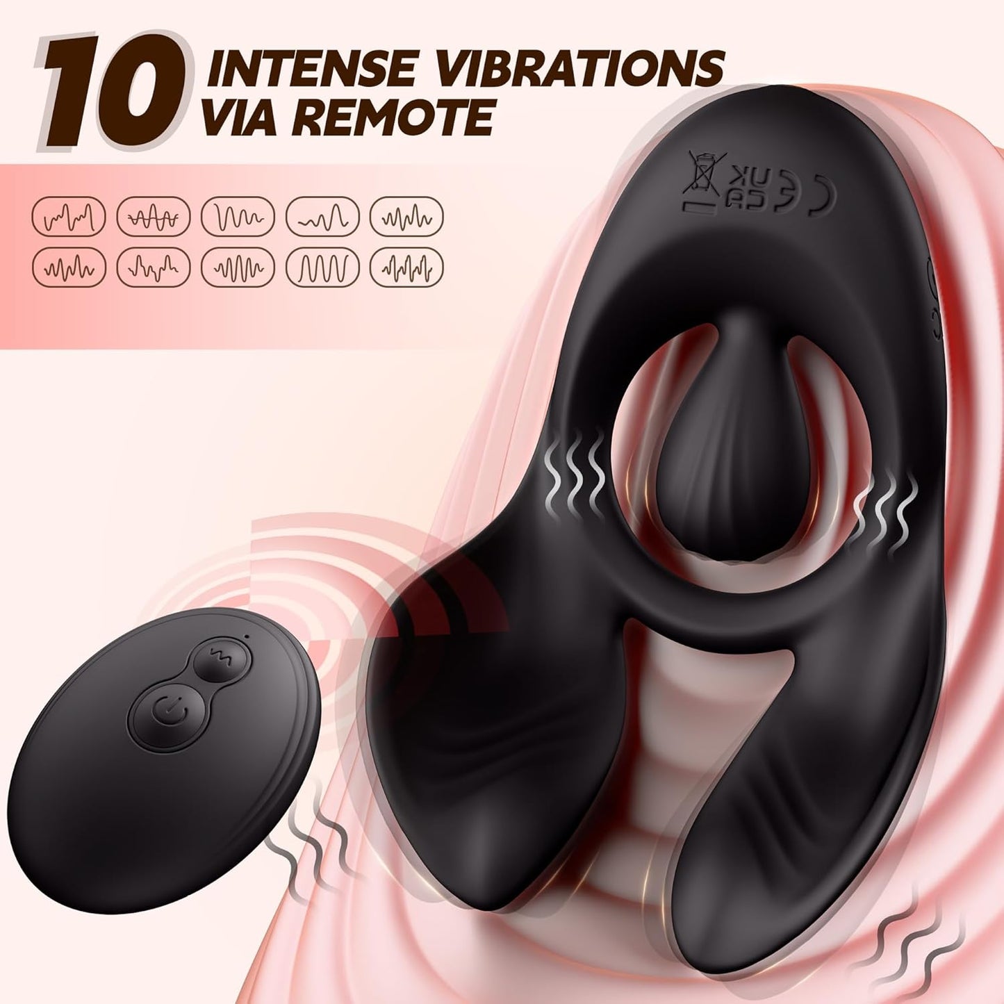 3 IN 1 Cock Ring Testicle Stimulator Penis Trainer with 3 Motors & 10 Vibrations