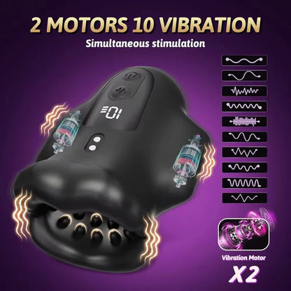 360° Wrapping Penis Vibrator Glans Trainer Stroker Masturbator with 10 Vibration Modes