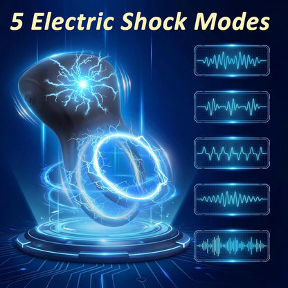 E-stim Cock Ring Penis Trainer Stimulator with 10 Vibrations & 5 Electric Shocks