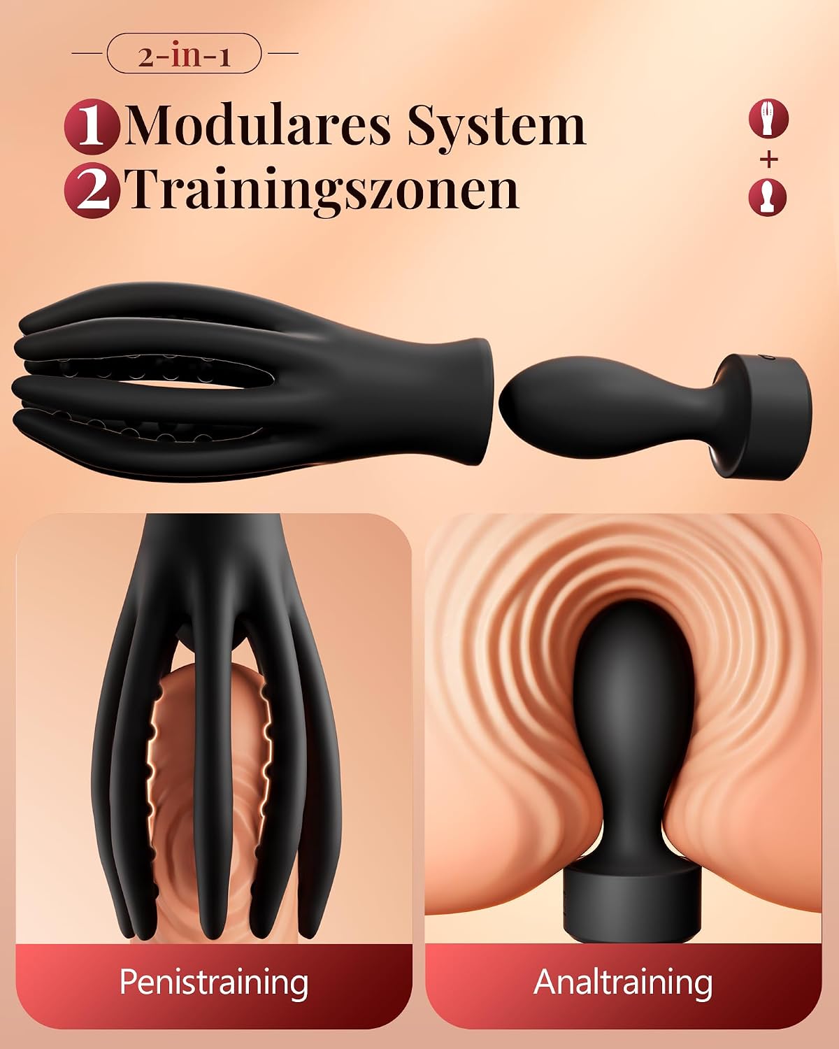 2 IN 1 Penis Trainer Vibrator Set Detachable Anal Plug with 10 Vibration Modes