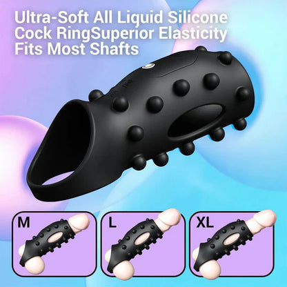 360° Soft Beads Rubbing Penis Trainer Cock Ring Stimulator with 10 Vibration Modes