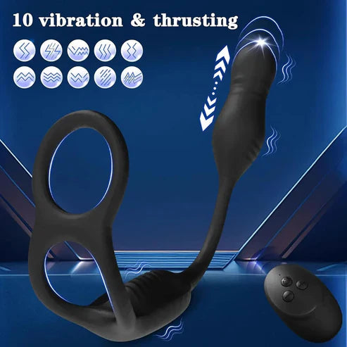 Anal Vibrator Prostate Stimulator Penis Ring with 10 Vibration & 3 Telescopic Modes