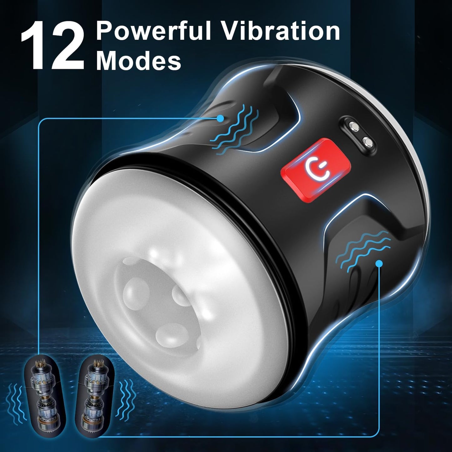 Dual Motors Automatic Masturbators Penis Trainer with 12 Vibration Modes