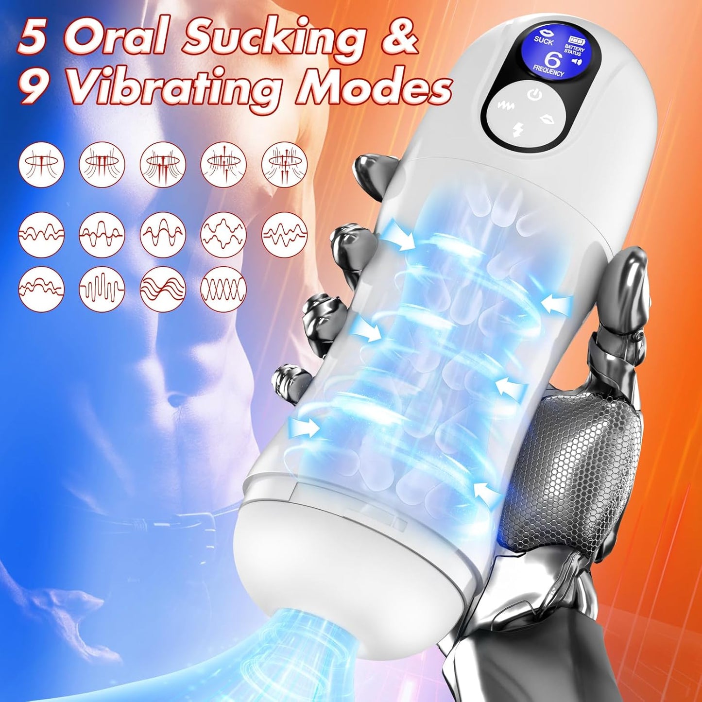 Automatic Sucking Masturbator Stroker Blowjob with 5 Suction & 9 Vibration Modes