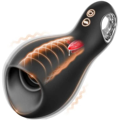 3 in 1 Penis Pump Trainer Masturbator with 10 Vibrating & 5 Tongue Licking Modes