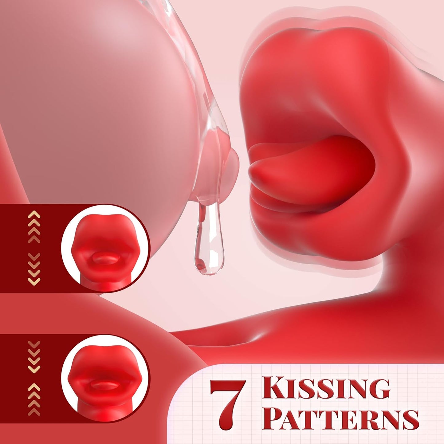 Rose G Spot Vibrator with 7 Kissing Patterns 7 Vibration Intensities & 10 Flapping Modes