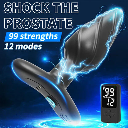 Electric Shock Anal Plug Prostate Massager with 99 Intensity Levels & 12 Frequency Modes