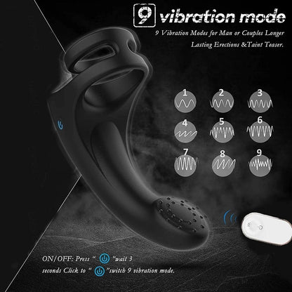 Erection Massager Penis Trainer Vibrator Cock Ring with 9 Powerful Vibration Modes