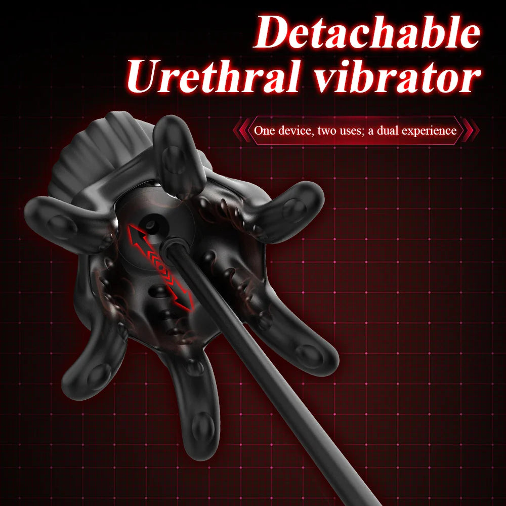 Glans Trainer Penis Massager Urethral Plug Stimulator with 10 Vibration Modes