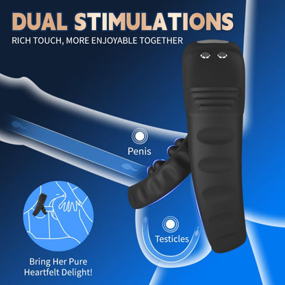 Penis Trainer Vibrator Enlargement Cock Ring Stimulator with 9 Vibration Modes