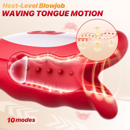 360° Blowjob Stroker Vibrator Penis Trainer Maturbator with 10 Waving & Vibrating Modes