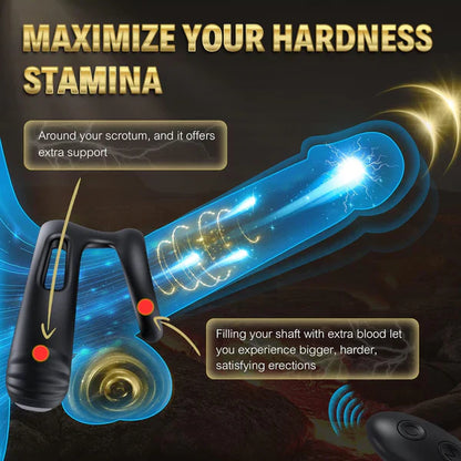 Dual Cock Rings Penis Trainer Stimulator Masturbator with 10 Vibration Modes