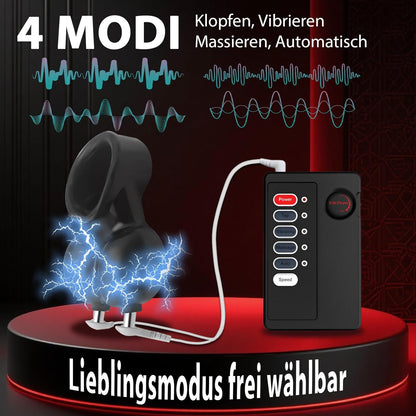 BDSM Testicle Wearable Cage Penis Trainer Sleeve with 9 Intensity Levels & 4 Modes